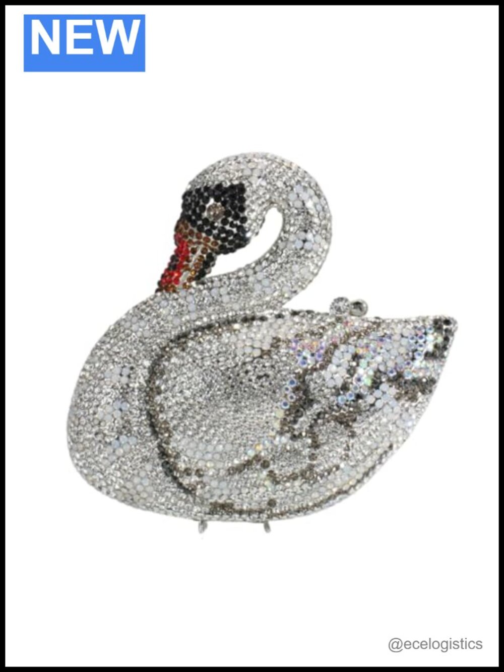 Luxury Swan Rhinestone Evening Clutch Crystal Purse Bridal Prom